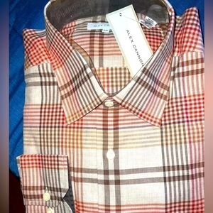 ALEX Cannon cotton shirt,  XXL, neutral plaid, still in paper